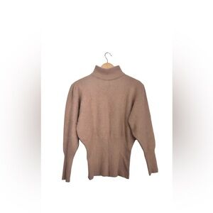 Olsen rabbit hair  angora mohair soft turtleneck sweater made italy powder pink